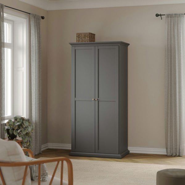 Furniture To Go Paris Wardrobe with 2 Doors in Matt Grey