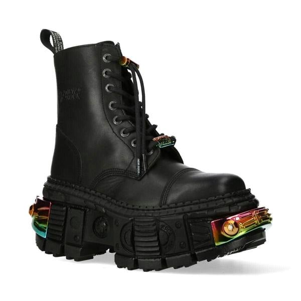 New Rock Black Platform Leather Boots-WALL83CCT-S8