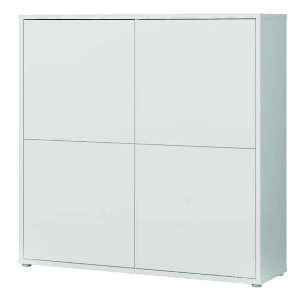 Furniture To Go Alice Springs 4 Door Large Storage Cabinet with Push-to-Open Doors in Light Grey