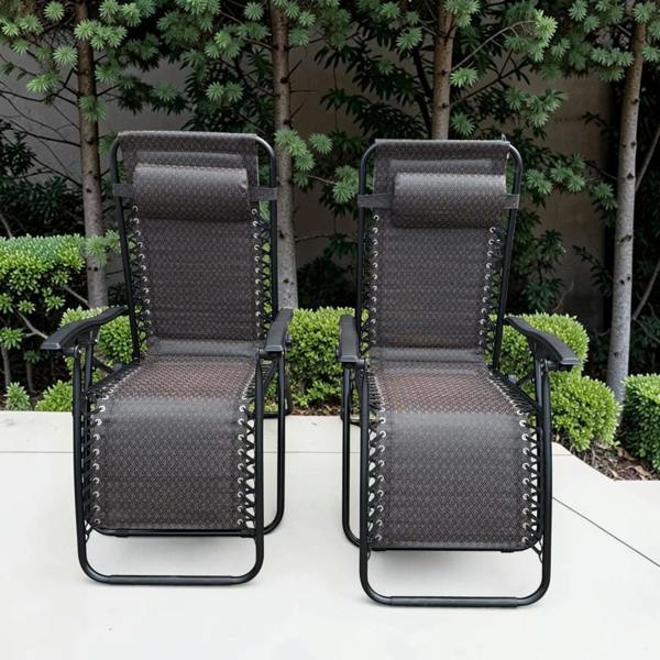 The Garden Marketplace Padded Garden Anti Gravity Recliner Chairs Brown (Set of 2)