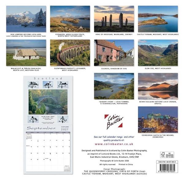 Colin Baxter, Scotland Calendar 2027, Wall Calendars, Month To View, Travel, Gift