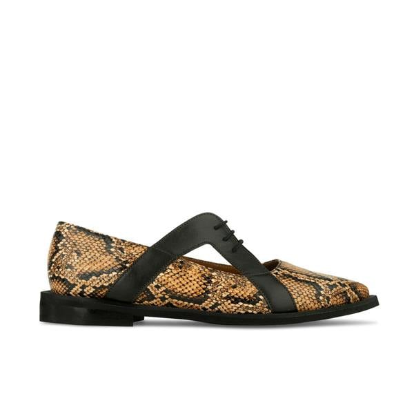 Embassy London Harlowe - Brown Snake - Women's cutout leather lace up shoe