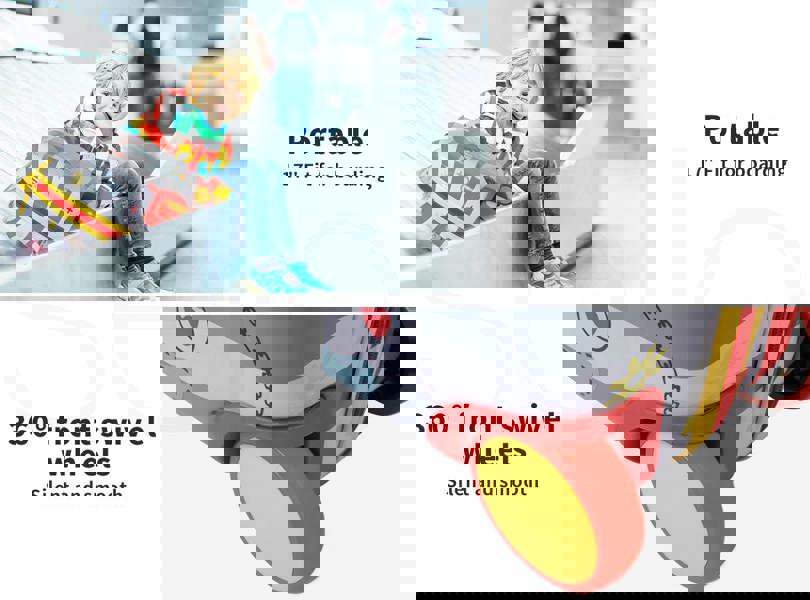 Dekko 17'' Ride On Suitcase Kids Travel Luggage on Wheel Heavy Duty Lightweight