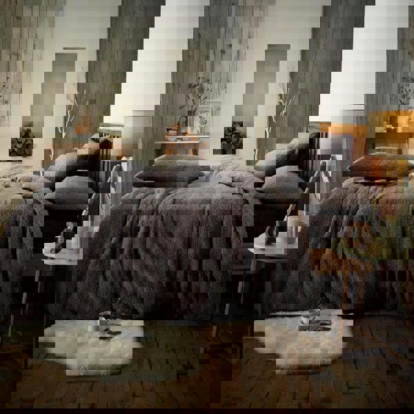 Smart Living Teddy Plain Duvet Cover and Pillowcase Set - Charcoal