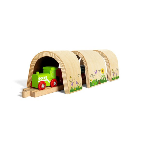 Bigjigs Rail Wooden Curved Railway Tunnel - Includes 3 Tunnel Pieces