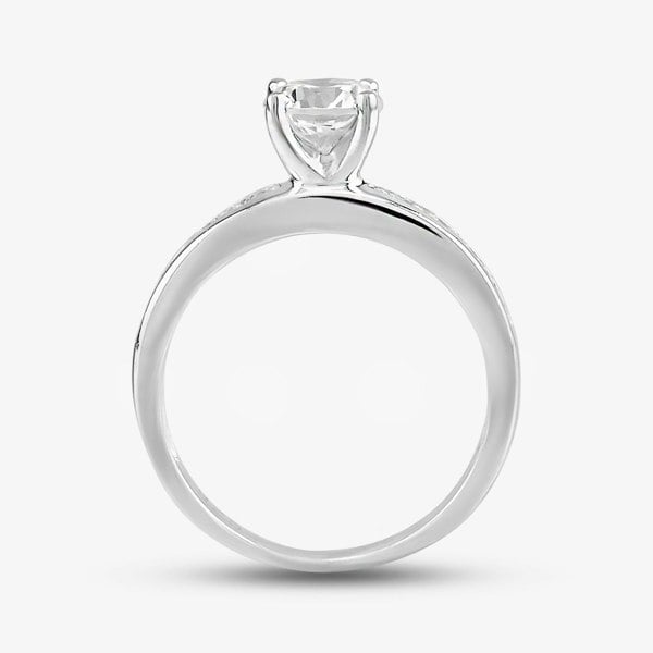 T. H. Baker Sterling Silver & Clear Crystal Four Claw Solitaire Ring DPR8208SIL