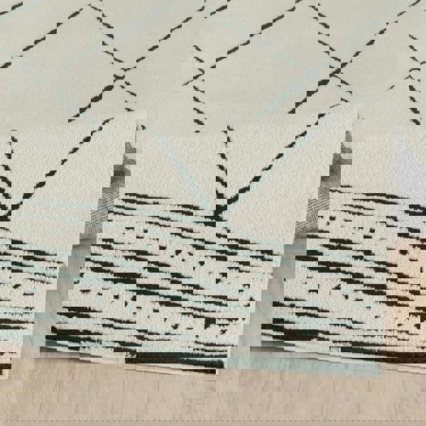 Livabliss Freud-Modern Ivory Black High Pile Rug