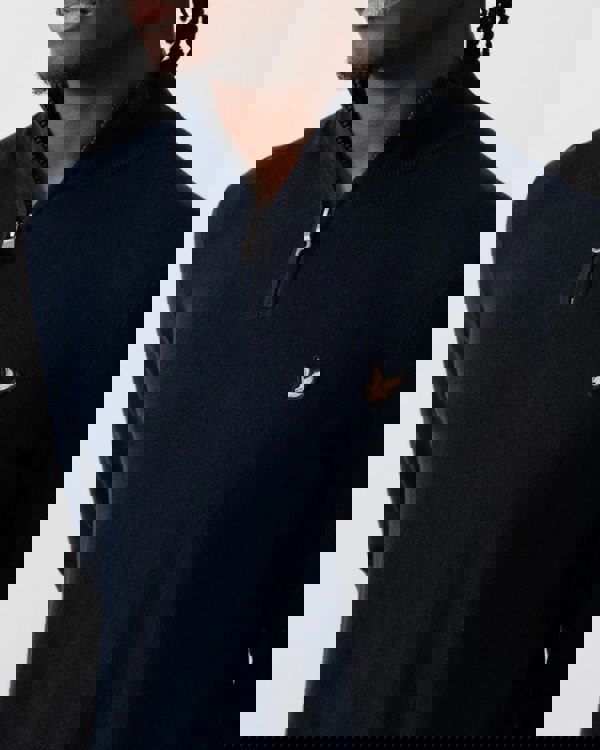 Lyle & Scott Cotton Merino Mens Quarter Zip Jumper - Z271 Dark Navy