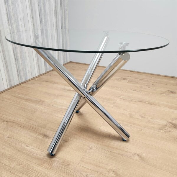 Kosy Koala Dining Table Clear Glass Kitchen Place for 4 Seats, Dining Table Only (Clear H 75 x L 90 x W 90 cm)