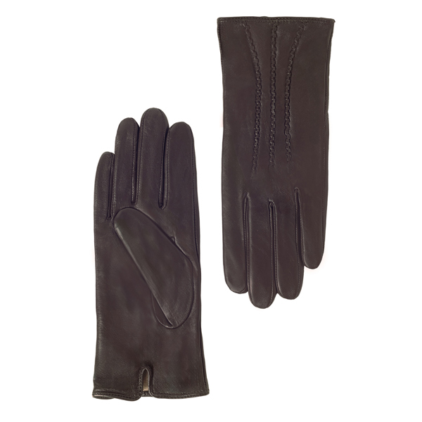 Quivano Womens Leather Gloves With 3 Stripe Detail