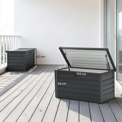 Wyld Haus Ronamo Dark Grey Galvanised Steel Garden Storage Box 311 Litre