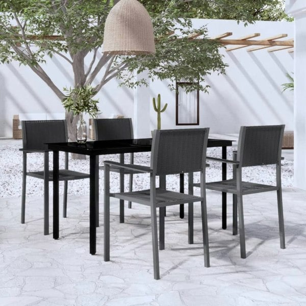 Berkfield 5 Piece Garden Dining Set Black