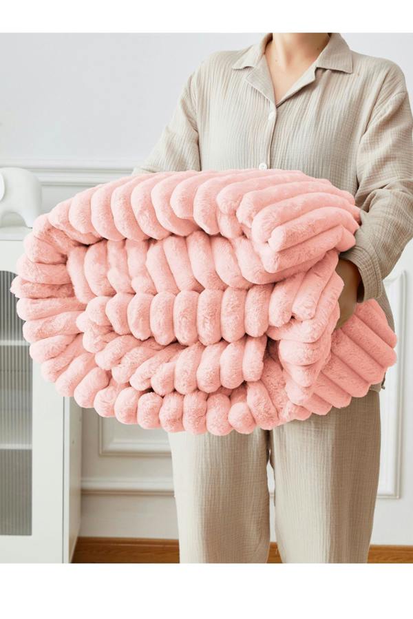 Super Soft Luxury Faux Fur Stripe Throw