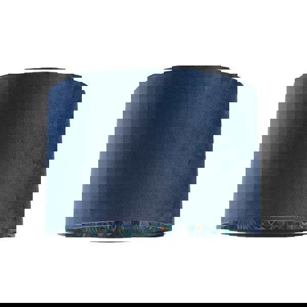 Midnight Blue Velvet Lamp Shade with Colourful Peacock Feather Inner Image 1