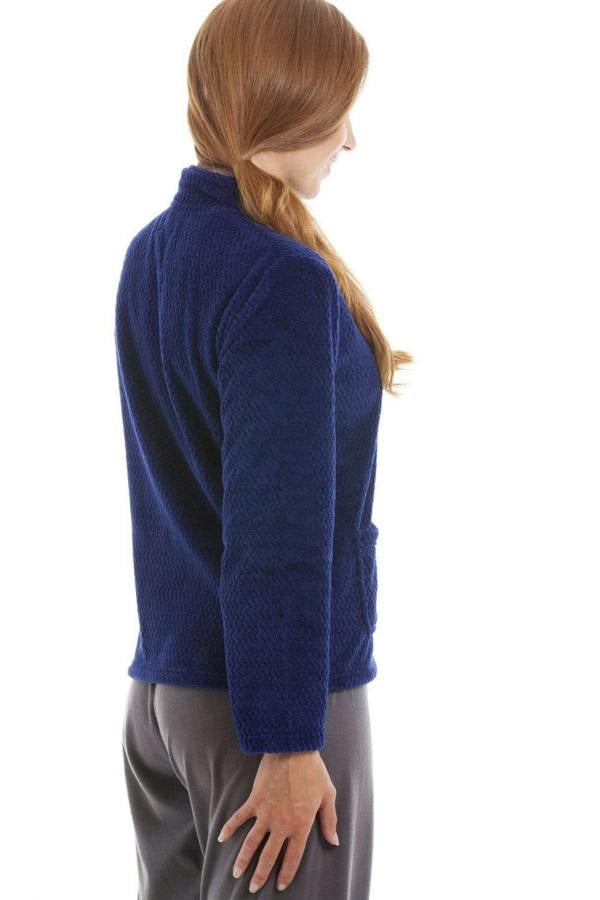 Womens Zip Front Soft Textured Fleece Bed Jackets