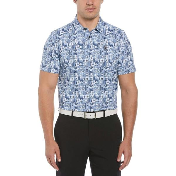 Original Penguin Mens Novelty Short-Sleeved Golf Shirt - Black Iris - 