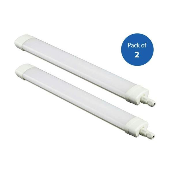 ENER-J Pack of 2 36W LED Triproof Batten Tube Lights, 120cms, 4000K, IP65 Waterproof, No UV and IR Radiation, Super Bright Tube Light