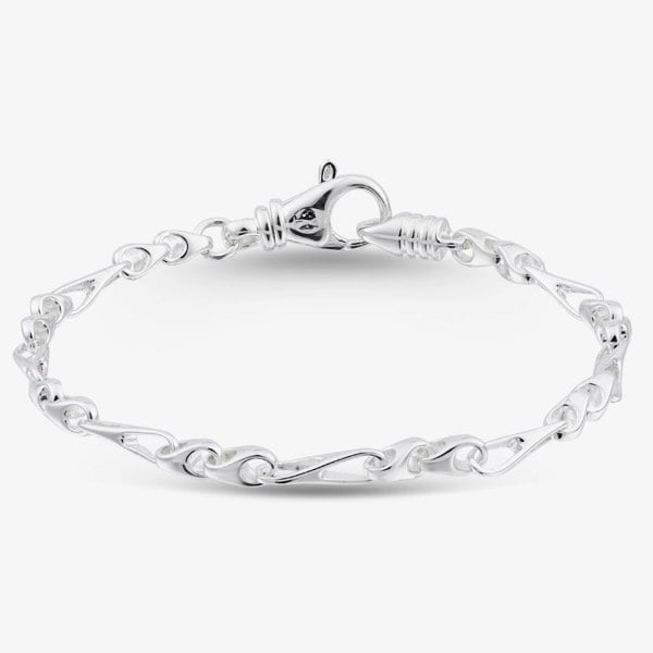 T. H. Baker Argentium Silver 7.3 Inch Fancy Figaro Chain Bracelet ARG-943044-7.3