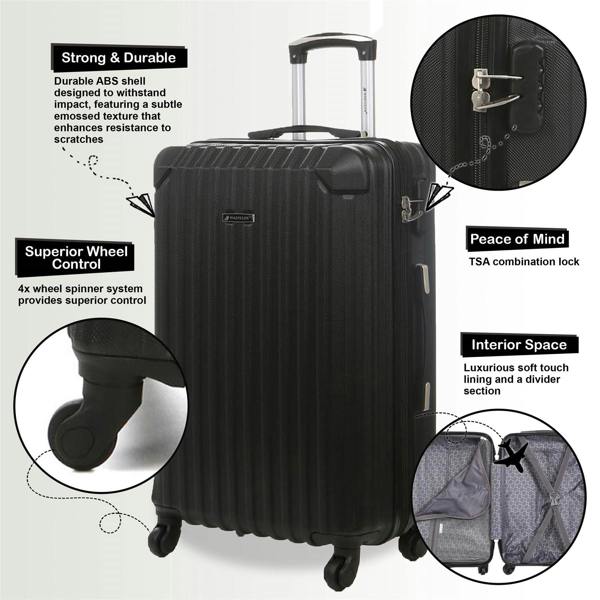 Snowball Hard Shell ABS 4 Wheels Luggage Travel Cabin Suitcase Set