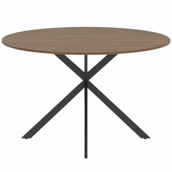 Dining Table for 4, 120 cm Industrial Kitchen Table with Wood Effect Tabletop and Steel Legs, Brown