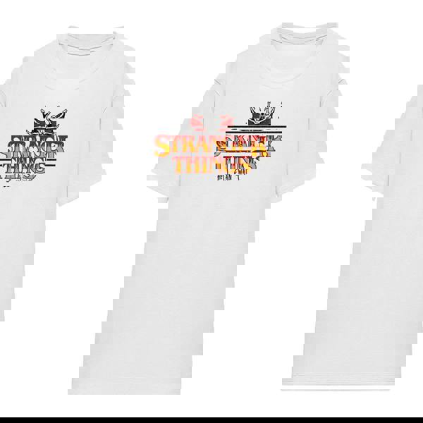 Stranger Things Womens/Ladies Flame Logo T-Shirt - White - 