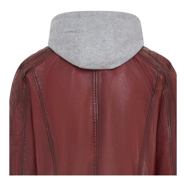 Infinity Leather Men's Hooded Biker Lamb Leather Jacket - Burten