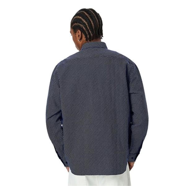 Boss Mens Geometric Pattern Regular Shirt - Dark Blue - 