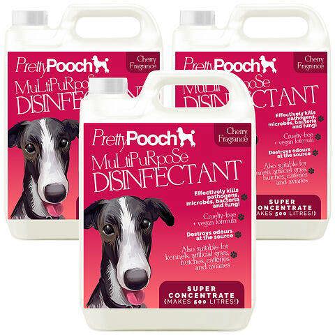 Pretty Pooch Multipurpose Disinfectant - Cleaner, Sanitiser, Deodoriser - Concentrated Formula - Cherry 5L x3