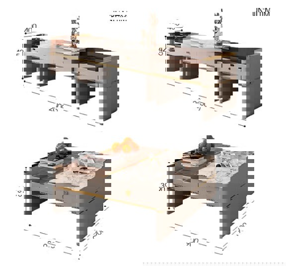 Coz Regid Square Coffee Table With TV Stand-Weilai Concept-Weilai Concept