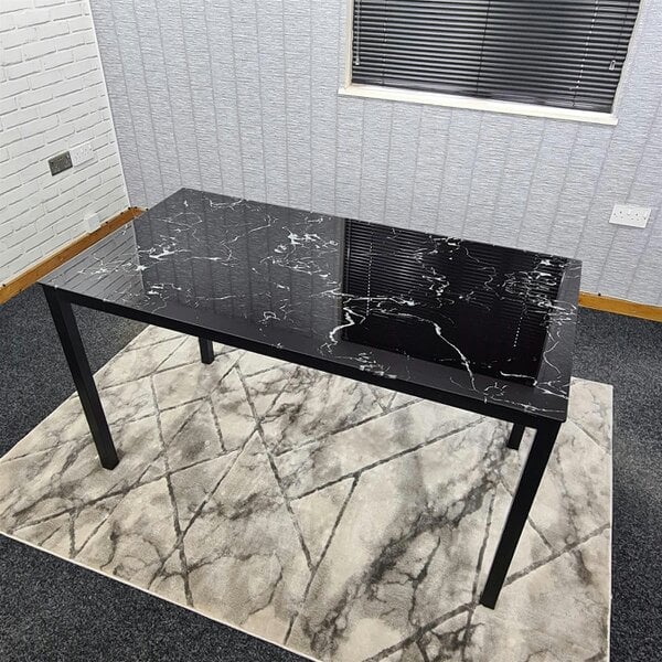 Kosy Koala Dining Table Black Glass Kitchen Place for 6 Seats, Dining Table Only (Black H 75 x L 134 x W 70 cm)