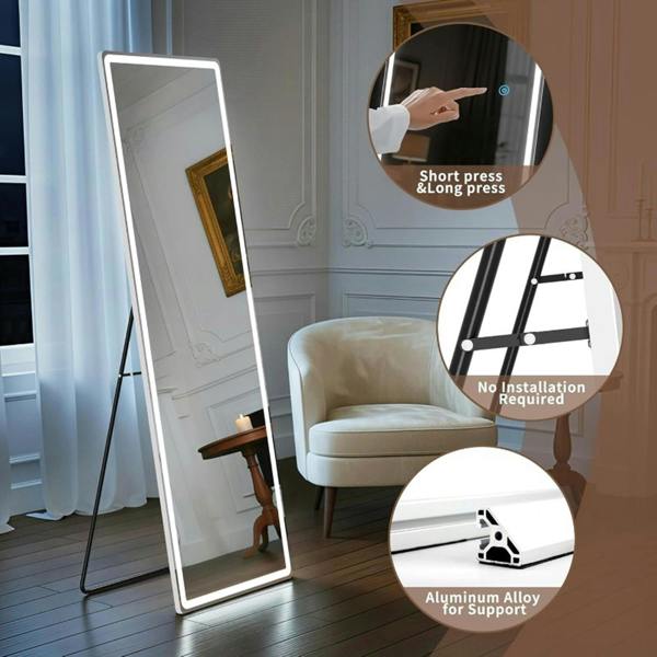 Gr8 Home Smart Full Length Dressing Mirror With LED Lights Floor Standing Or Wall Mounted
