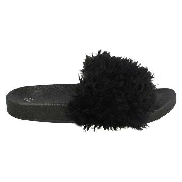 Spot On Ladies Spot On Flat Faux Fur Sliders
