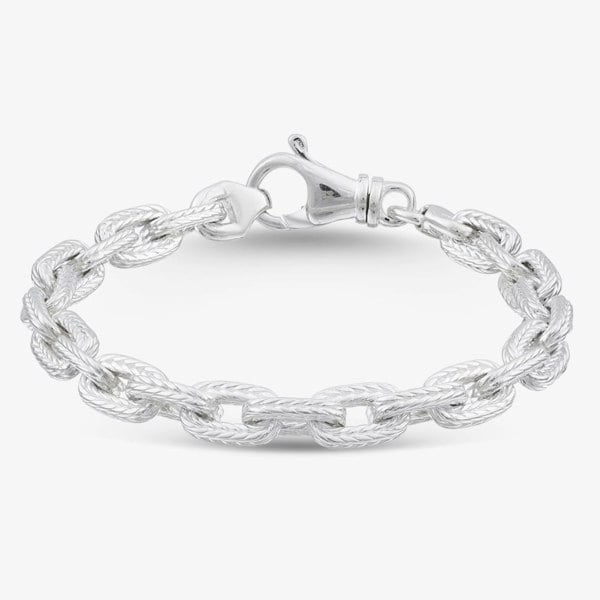 T. H. Baker Argentium Silver 7.5 Inch Textured Link Chain Bracelet ARG-94302-7.5