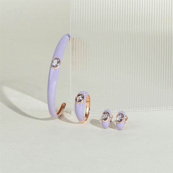 Gemondo Siberian Waltz Violet Enamel & Octagon Amethyst Bangle In Rose Gold Vermeil