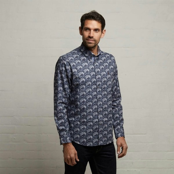 Gabicci G53W12 Mens Long Sleeve Printed Woven Shirt Gabicci Classic - STORM