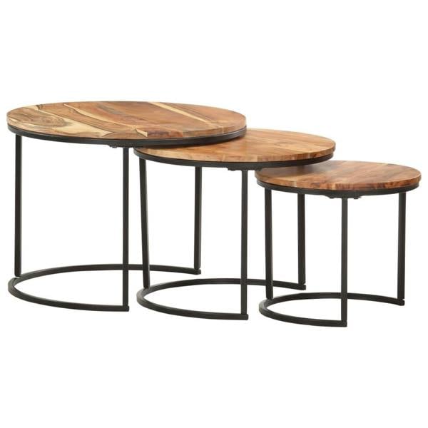 Berkfield Nesting Tables 3 pcs Solid Acacia Wood