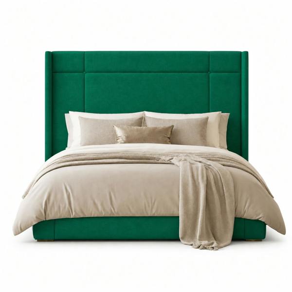 Great British Beds Dingley Winged Divan Bed - Green Plush