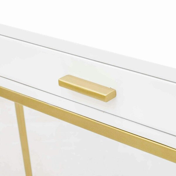 Wyld Haus Genoa White Gloss and Gold Console Table with Drawer