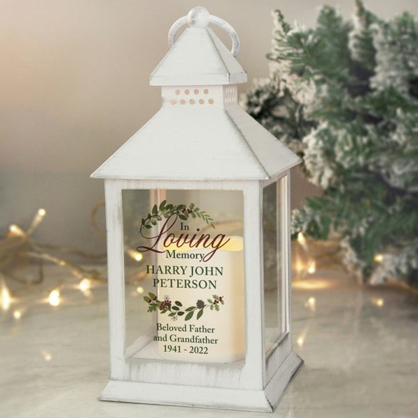 Personalised Memento Company Personalised In Loving Memory White Lantern