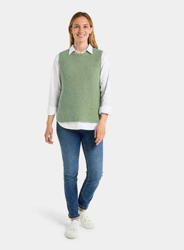 Knitted Rib Vest - Green