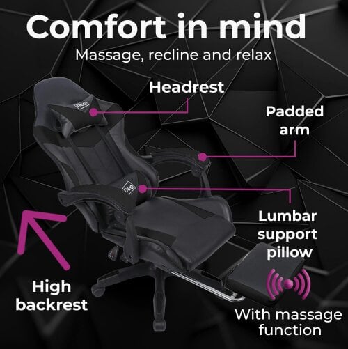 Neo Black PU Leather Gaming Chair with Footrest