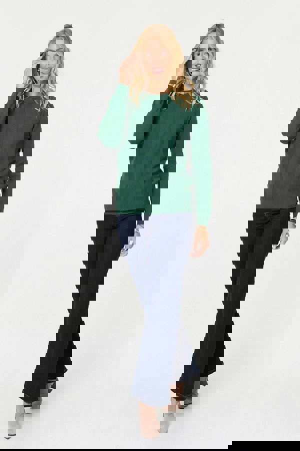 Green | Textured Long Sleeve Slim Knit Jumper
