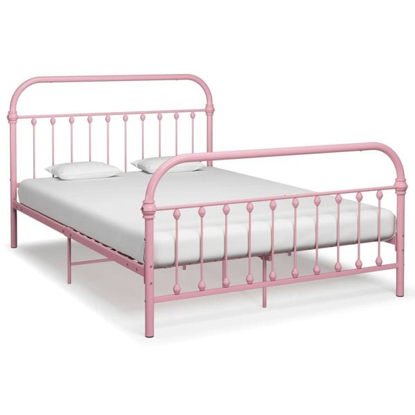Berkfield Bed Frame Pink Metal 140x200 cm