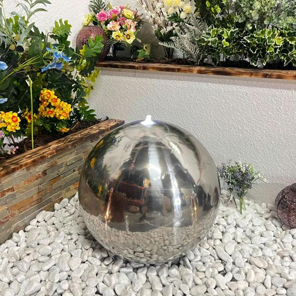 Tranquillity Water Features 40cm Stainless Steel Sphere Modern Metal Water Feature