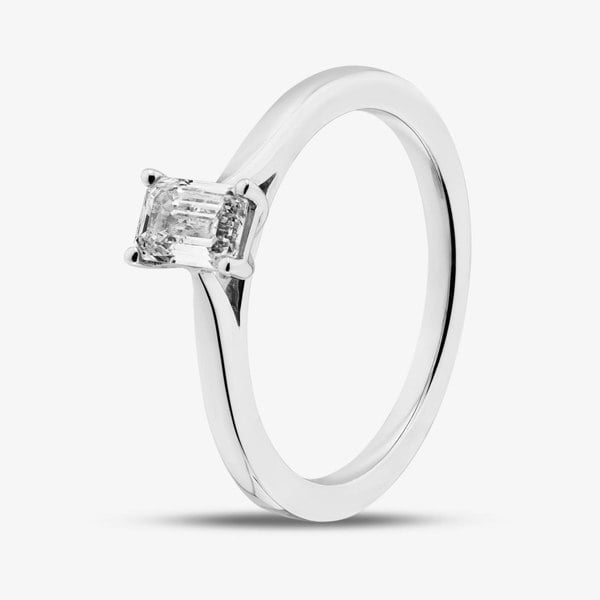 1888 Collection 9ct White Gold 0.50ct Emerald Cut Diamond Solitaire Ring EPP01-9W-0.50-H-SI2