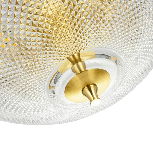 Traditional Antique Brass Ceiling Light with Clear Textured Glass Image 5