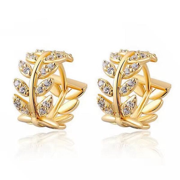 The Colourful Aura Leaf Blossom Hoop Gold & Silver Earrings - Gold - Gold