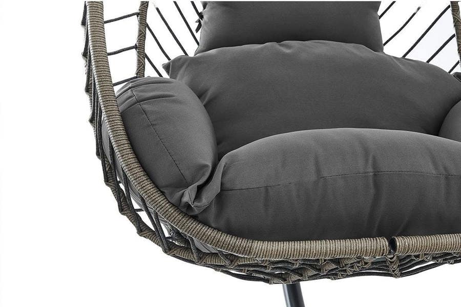 Balinese Garden Egg Chair Rattan Effect with Cushions Swing Chair in Grey