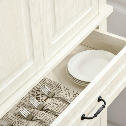 Wyld Haus Tokeri Wooden Cream White Tall Kitchen Pantry Cabinet 4 Doors And Storage Shelves
