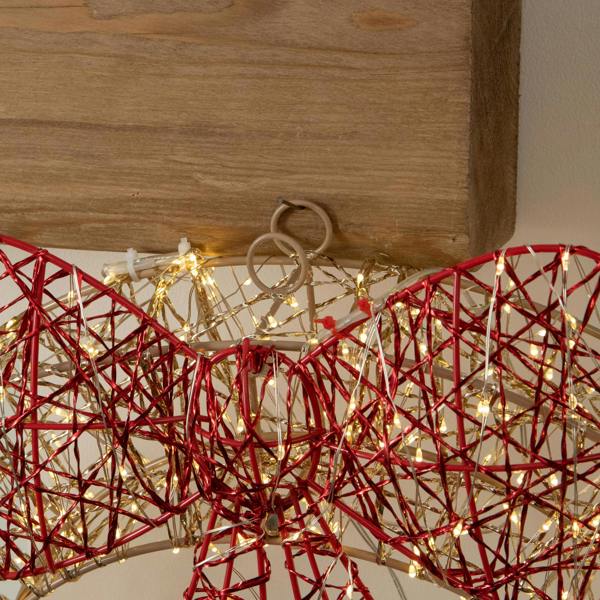 Samuel Alexander 50cm Gold Light Up Christmas Wreath with 600 Warm White LEDs, Timer & Red Bow